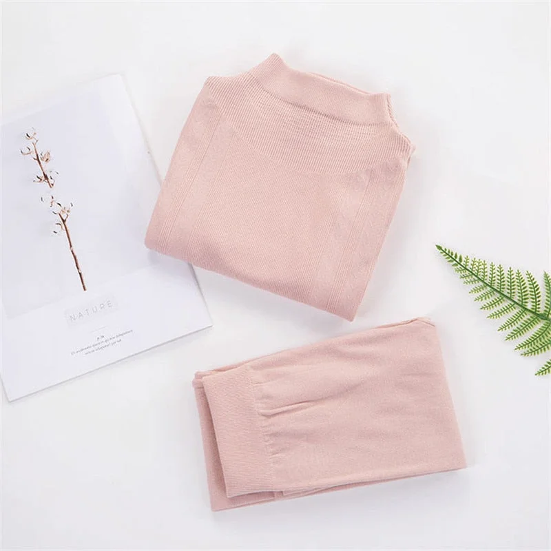 Turtleneck Inner Wear For Women Thermal Underwear Woman Set Warm Autumn Body Warmer Shaper Body Women's Cotton Slim Ropa  Mujer