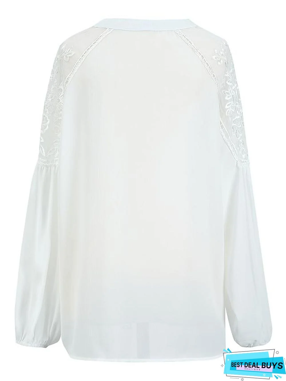 Women's Blouse Shirt Solid Colored Plain Long Sleeve Mesh Lace V Neck Tops Loose Basic Top White Black-0203815