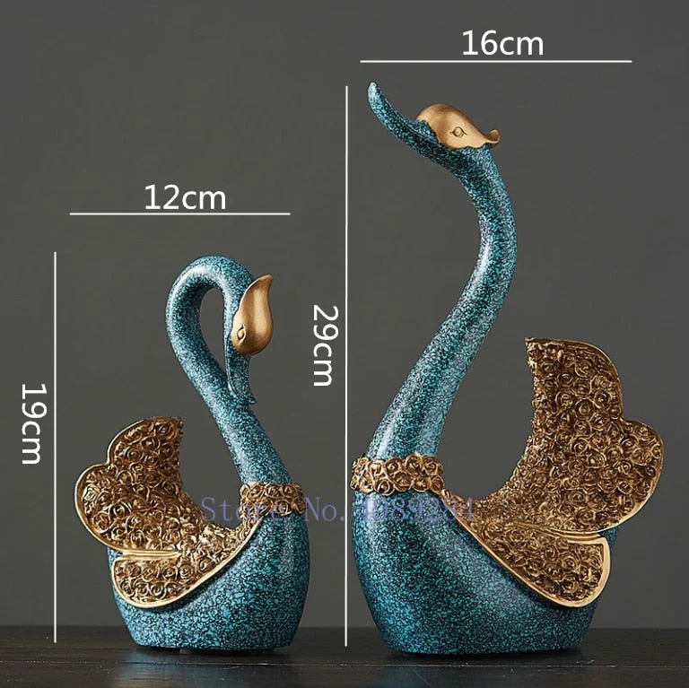 Nordic Creative Resin Gold swan Couple Crafts ornaments Modern home decoration accessories figurines christmas gift home decor