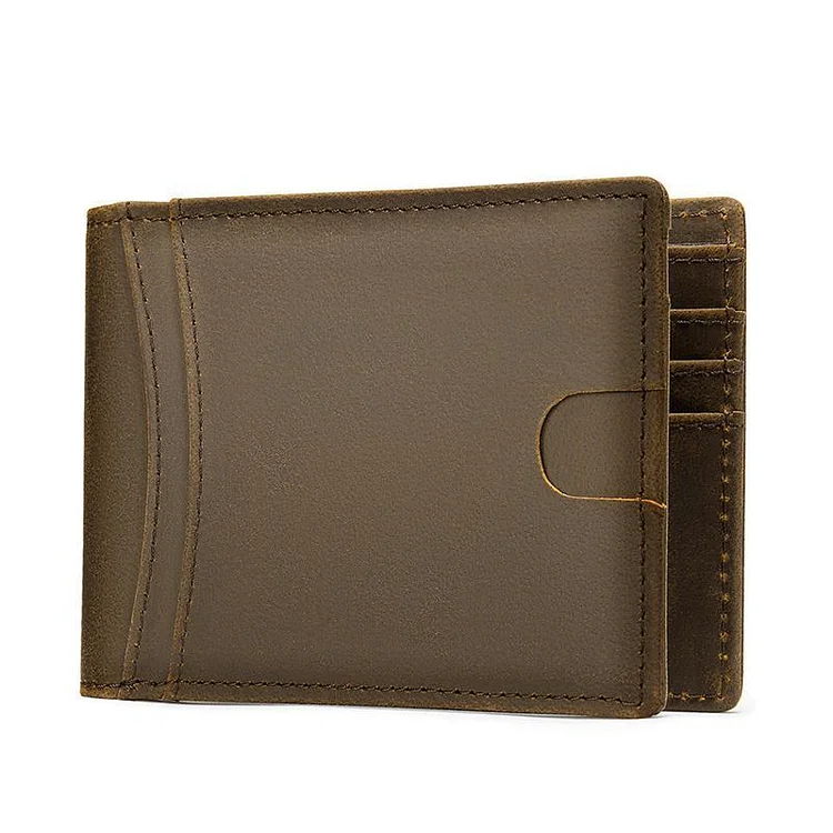 Men's Classic Business Solid Color Mini Leather Wallet