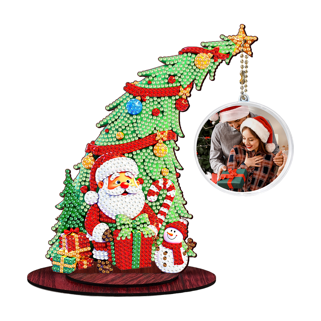 Photo Christmas Tree 5D DIY Diamond Art Tabletop Wood Decorations Ornament Kits