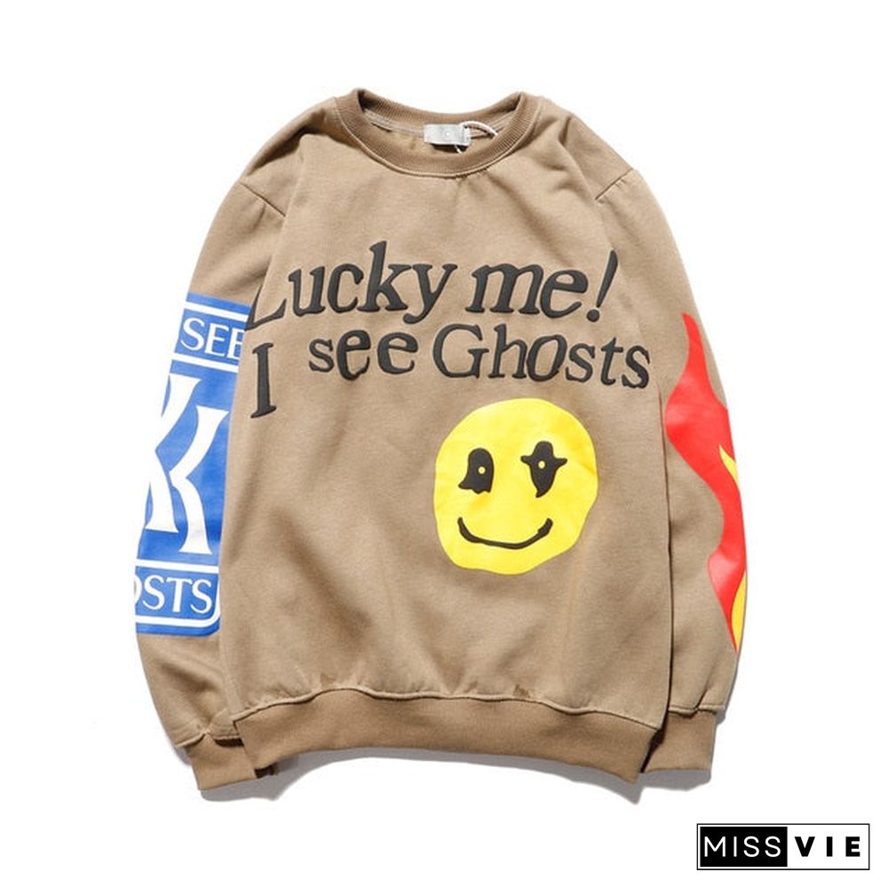 Kanye West Graffiti Letter Print Plus Velvet Sweatshirt Men And Women Harajuku Fleece Hoodie Hip Hop Stranger Things Hooded