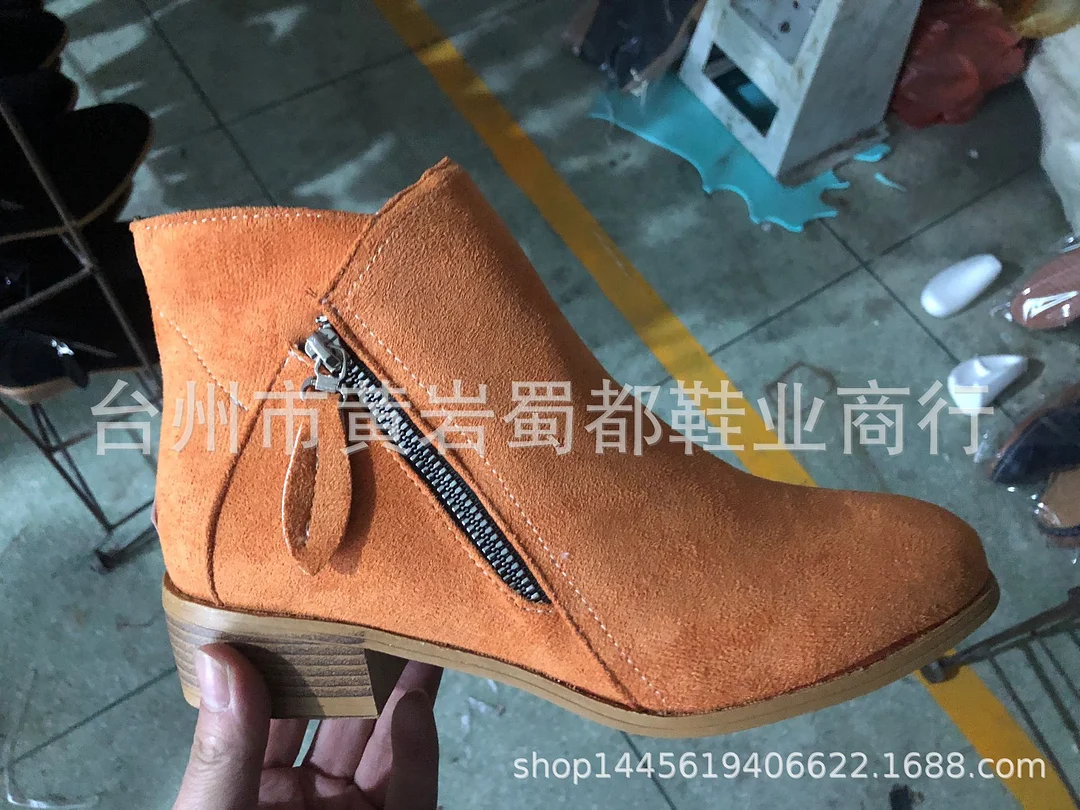 Yyvonne Large-Size Velvet-Faced Martin Boots Women 2025 Autumn And Winter New Round Head Low With Double Zipper English Short Boots