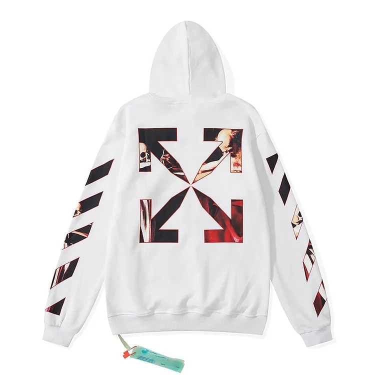 off White Hoodie Casual Loose-Fitting Hoodie Sweater Ow Couples Coat