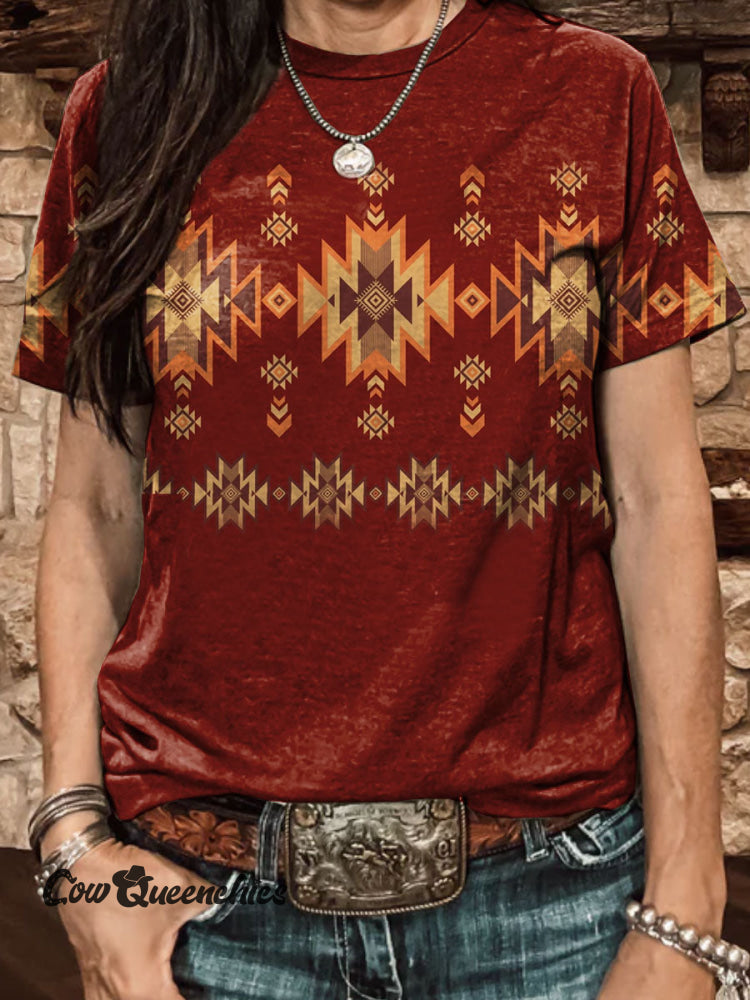Aztec Print Casual T-shirt Multicolor / S