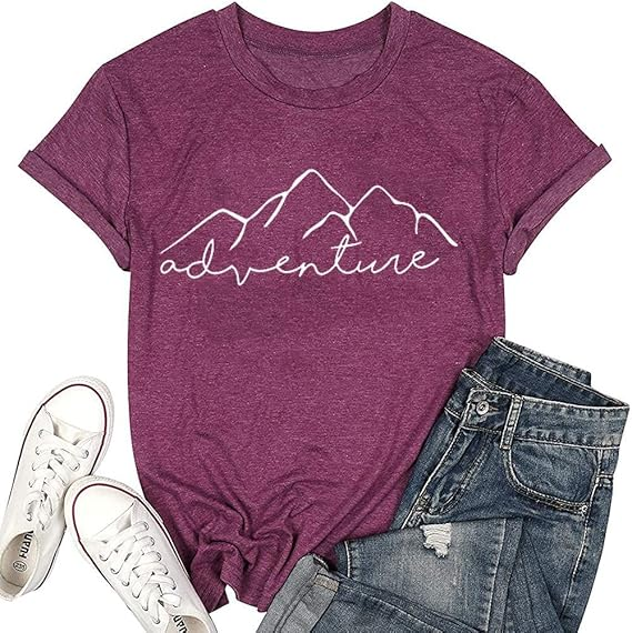 AL™ Hiking Mountains T-Shirt Tees Short Sleeve Crew Neck Tee-Annaletters