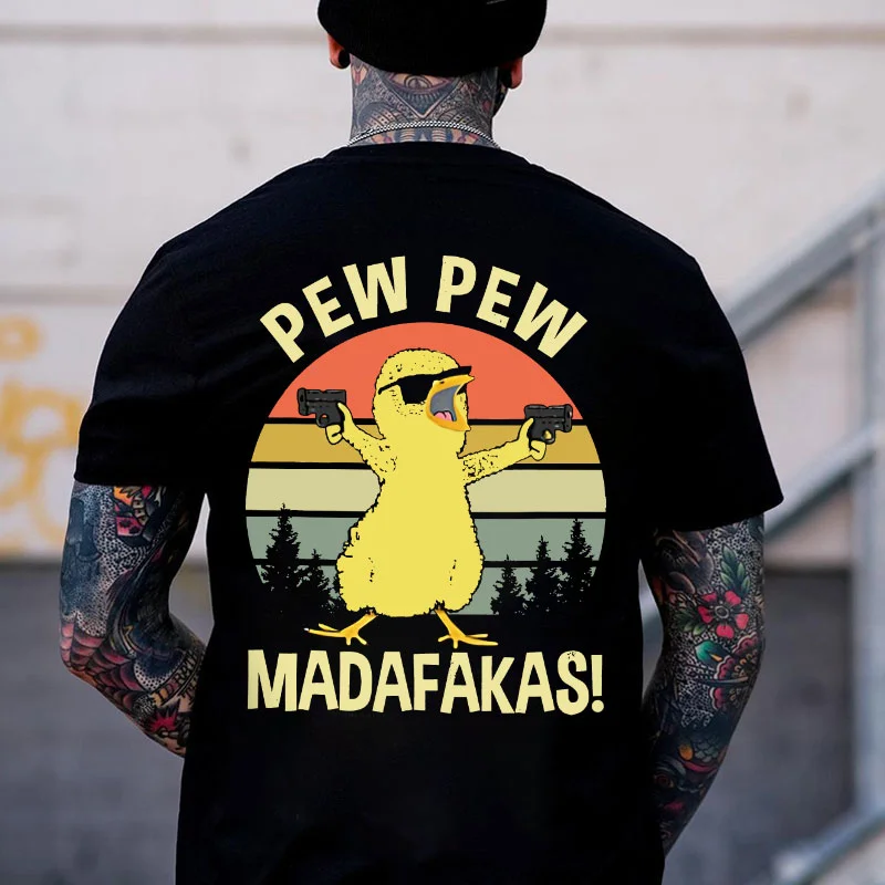 PEW PEW MADAFAKAS Duck Black Print T-shirt