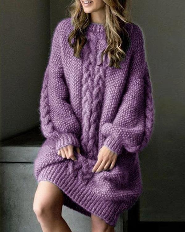 Loose Long Sleeve Sweater Knitted Thickened Dress