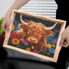 DIY Diamond Painting Decor Wooden Food Tray - Highland Cattle