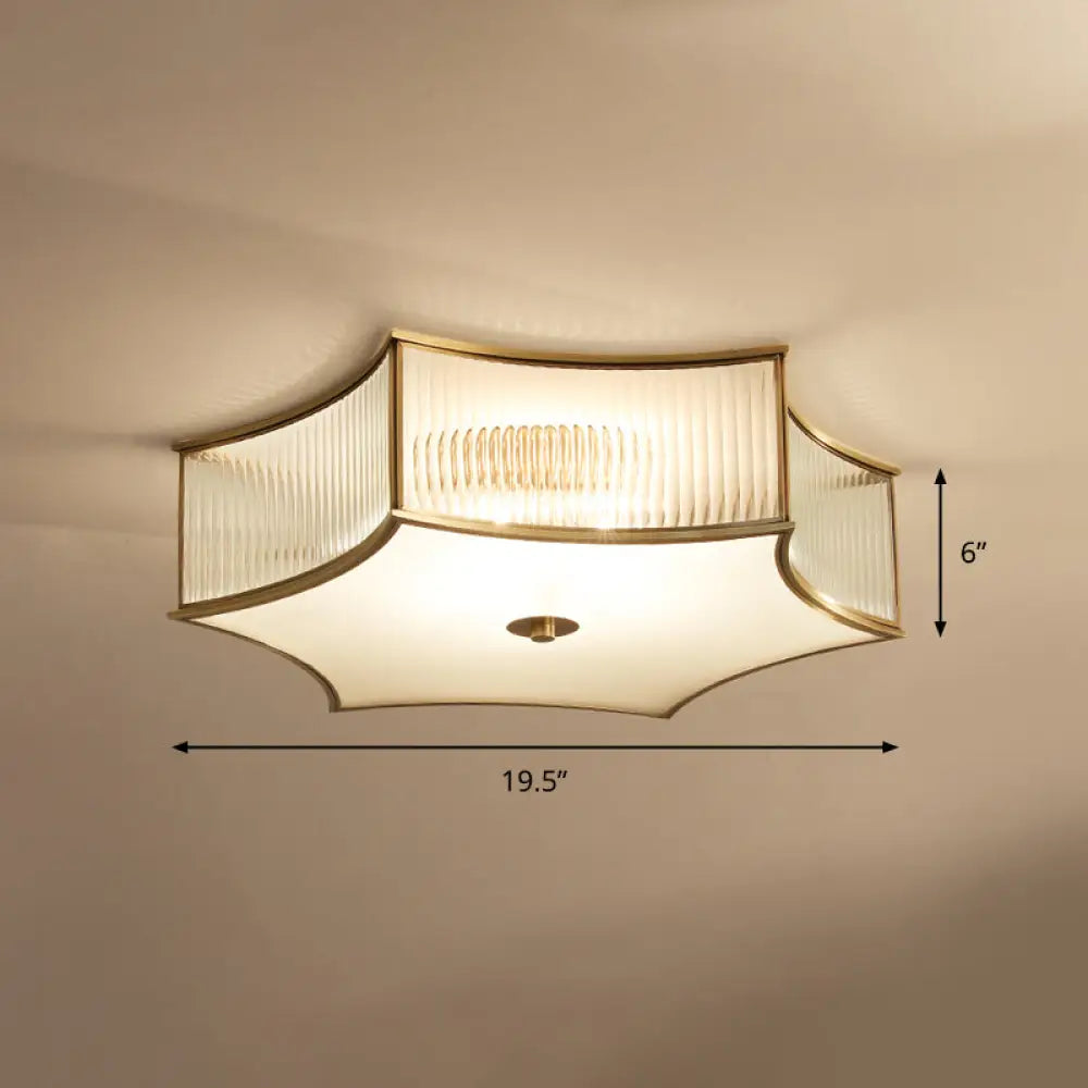 Gold Hexagram Glass Flushmount Ceiling Lamp &ndash; Simplicity & Elegance For Bedroom Lighting 4 /