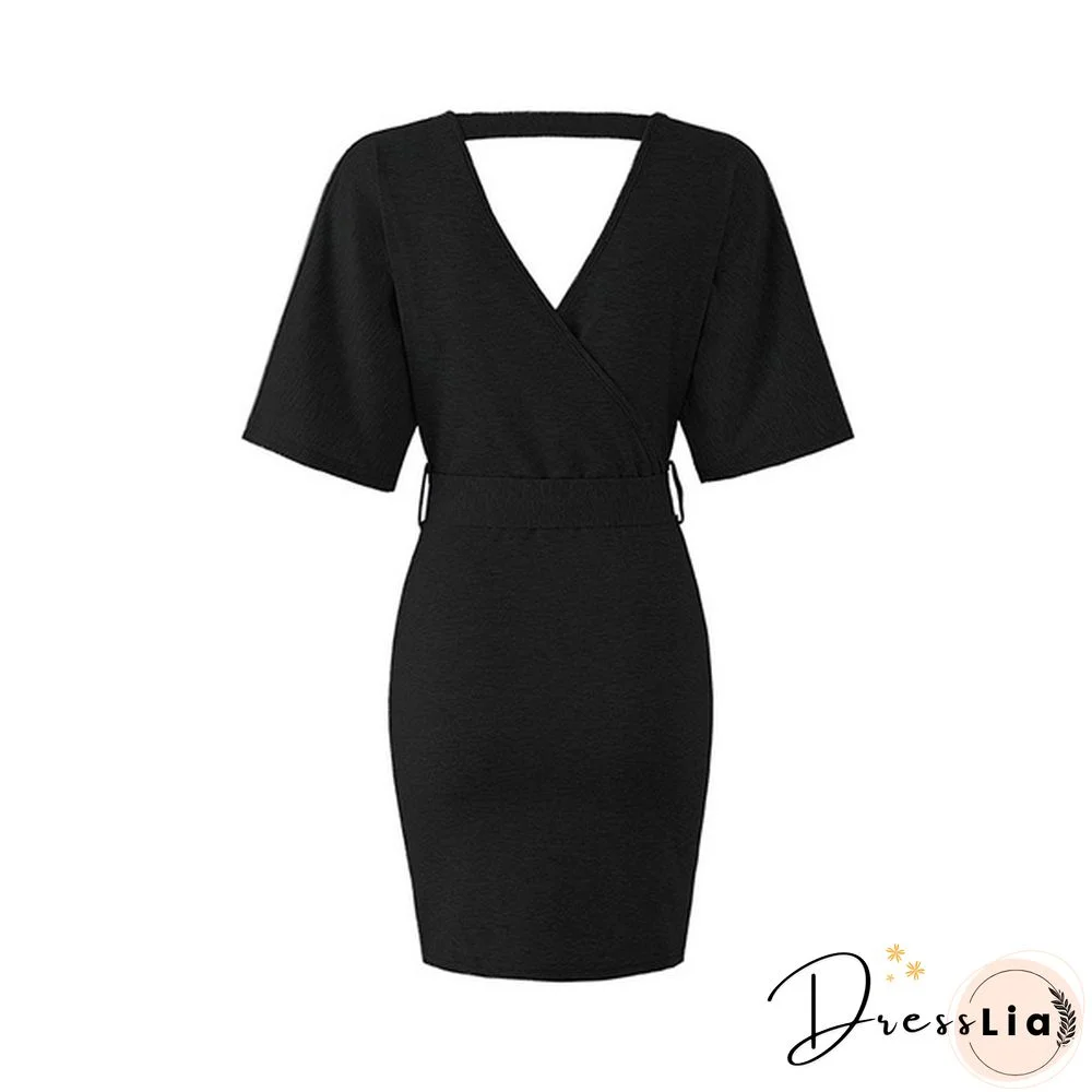 Women's Spring And Summer V-Neck Dress Hip Skirt