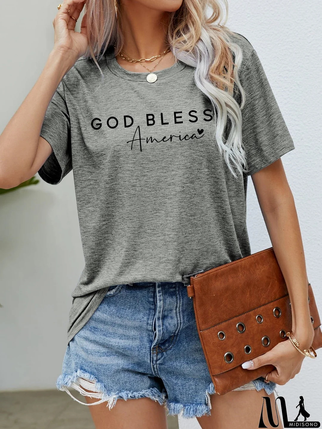 MidiSono - GOD BLESS AMERICA Graphic Short Sleeve Tee