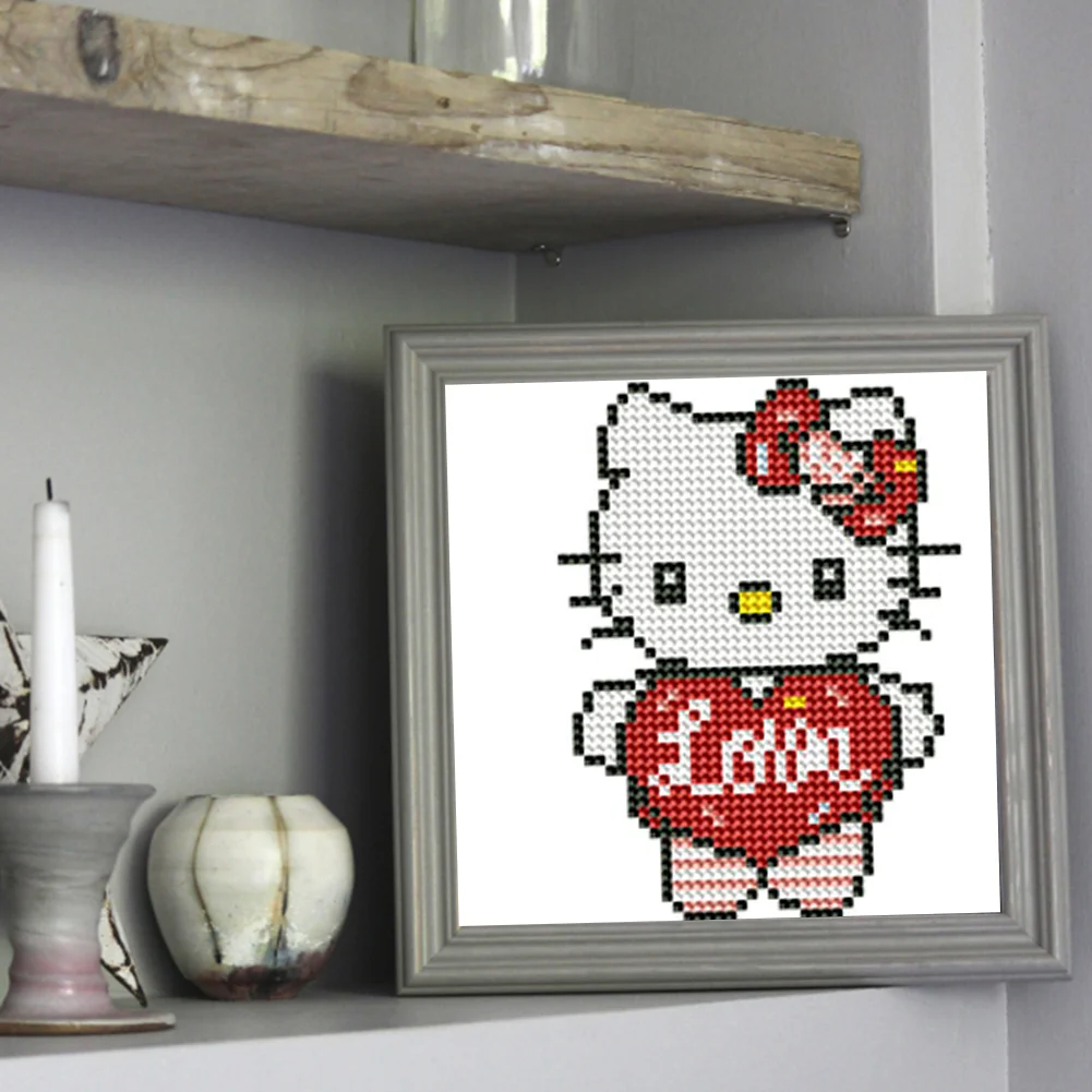 16pcs Cartoon DIY Mini Partial Round Diamond Painting for Table Decor No Frame(15*15cm)