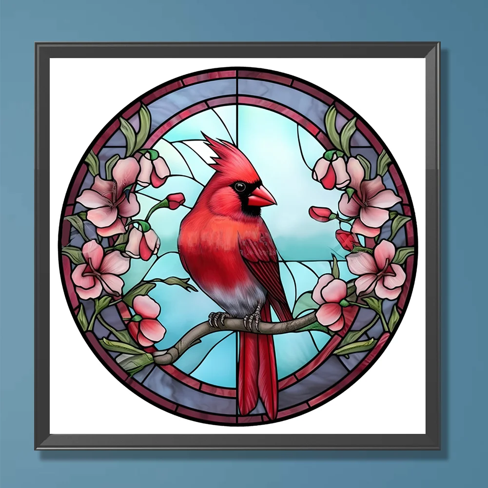 Diamond Painting - Full Round Drill - Stained Glass Cardinal(30*30cm)
