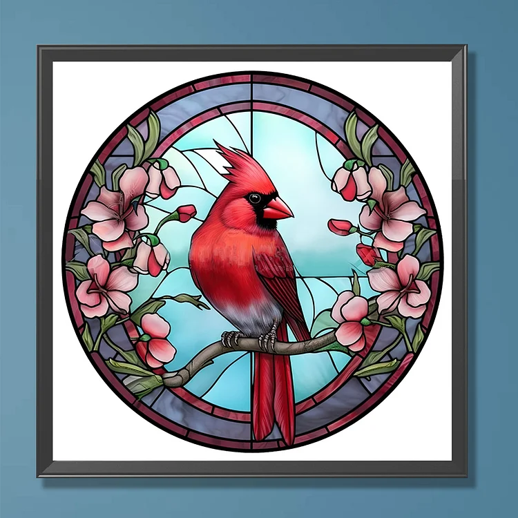 Diamond Painting Cardinal Glass Painting 006, Full Image - Painting