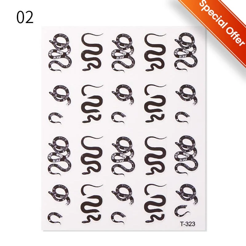 1 Sheet 3D Nail Sticker Gold Colorful Snake Rose Pattern Transfer Decals Sliders For Nails DIY Nail Art Decoration Manicures