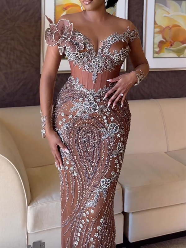 Asoebi Plus Size Elegant  Evening Dress-52