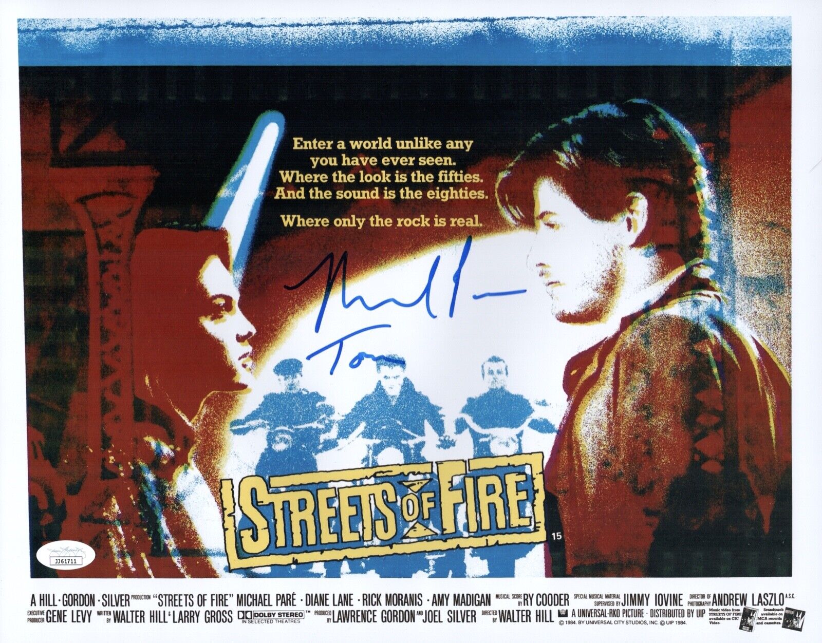 MICHAEL PARé Signed 11x14 Photo Poster painting STREETS OF FIRE PARE Autograph JSA COA Cert