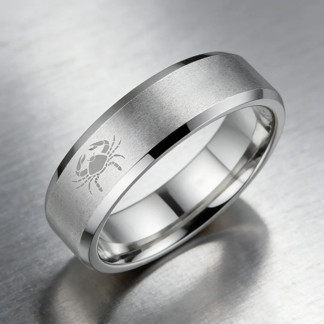 Sliver Laser Etched Couple Tungsten Carbide Ring Sliver Cancer Tungsten Wedding Bands Beveled Edges 4MM 6MM 8MM