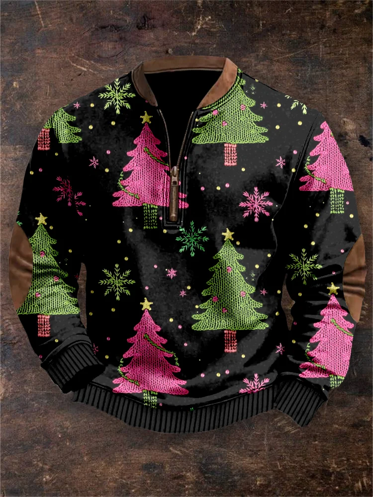 Men's Christmas Tree Embroidered Comfy Sweatshirt