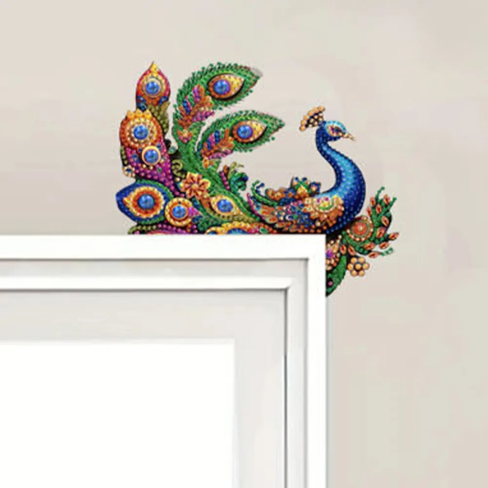 Peacock 2D Flat Diamond Painting Door Corner Sign DIY Door Frame Decoration