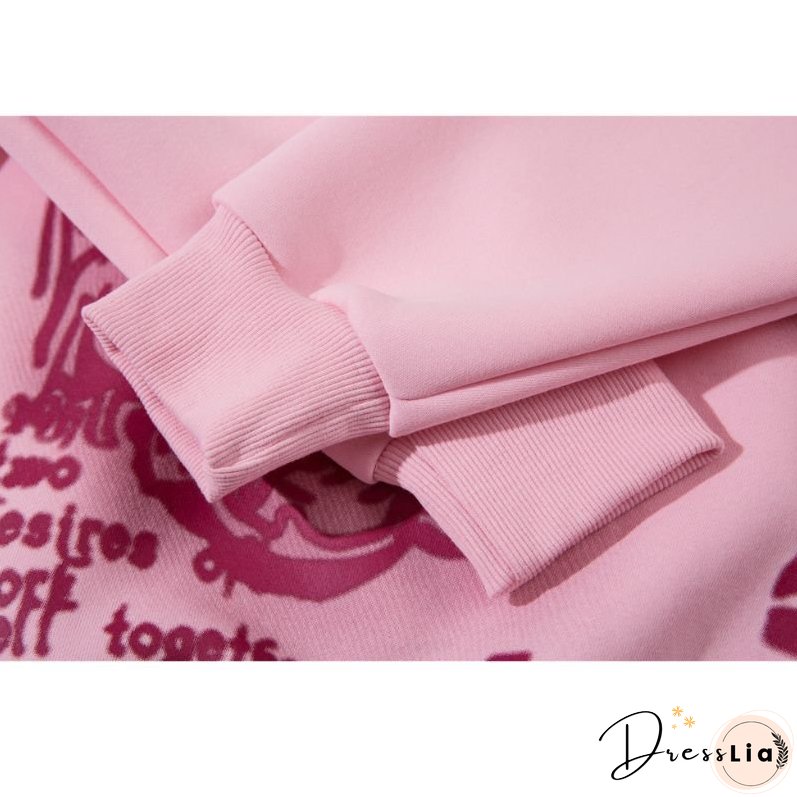 Line Person & Letter Printed Hoodies