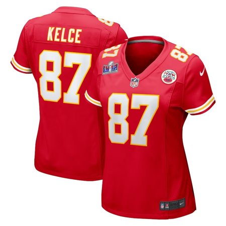 Women's Kansas City Chiefs #87 Travis Kelce  Red Super Bowl LVIII Game Jersey