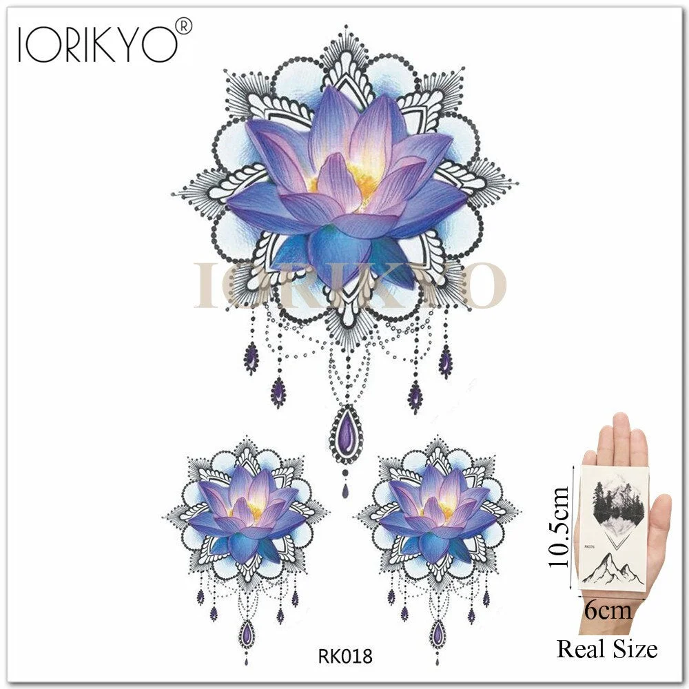 IORIKYO Temporary Women Tattoo Arm Stickers Body Chest Geometric Flash Tree Water Transfer Tatoos Dreamcatcher Sexy Fake Tattoo