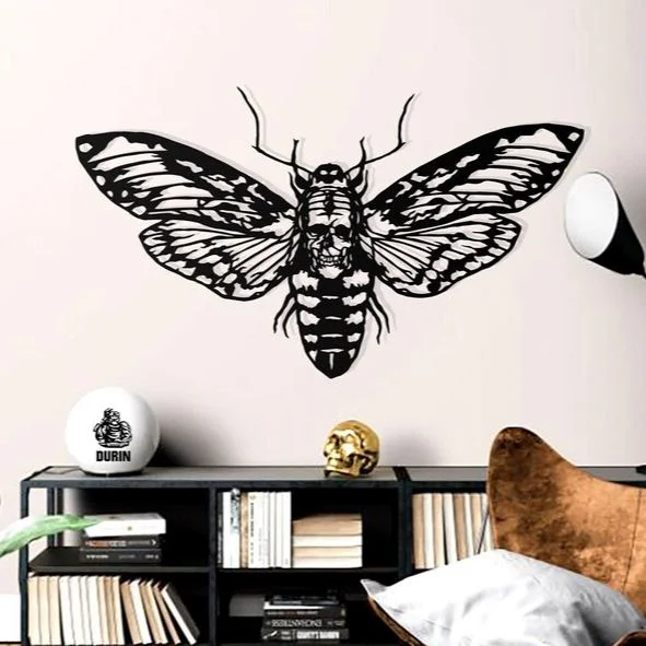 Gothic Death's Head Moth Metal Wall Decoration