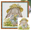 Rabbit Wearing A Straw Hat-14CT Stamped Cross Stitch 21*21cm/8.27*8.27in tapestrymarket