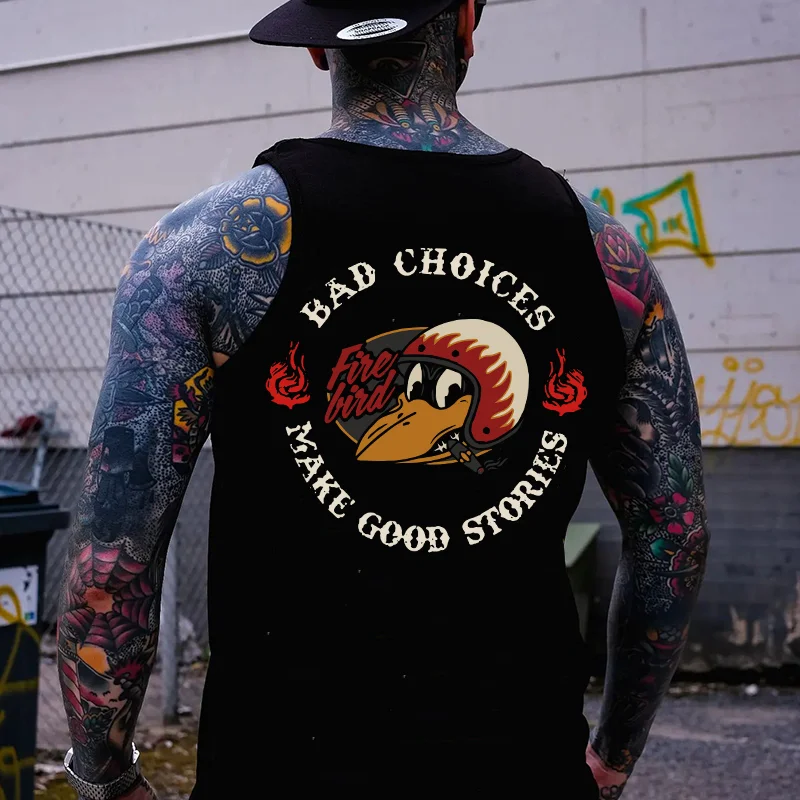 BAD CHOICES MAKE GOOD STORIES Fire Bird Print Men's Vest