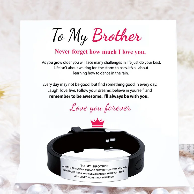 To My Brother ID Bar Bracelet Inspirational Gift "Loved More Than You Know"