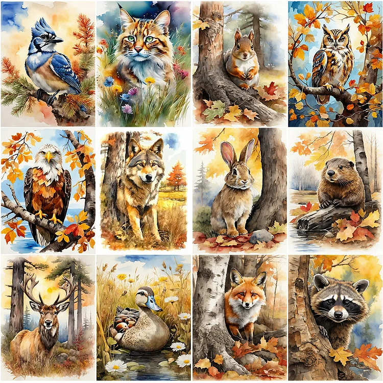 Full Round Drill Diamond Painting - Animals In The Forest - 30*40cm