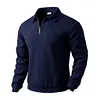 Men's Long Sleeve Quarter Zip Polo Sweatshirt - Casual Lapel Collar Textured Waffle Knit Pullover Sweater by Inlyline