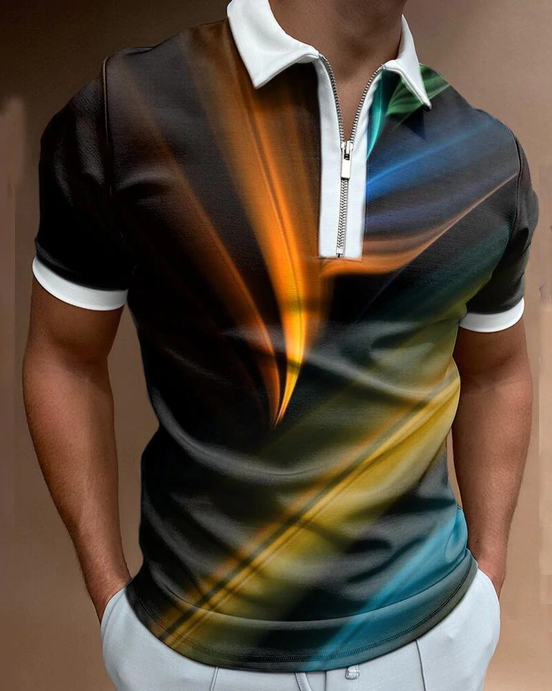 Men's Gradient Colorblock Polo Shirt
