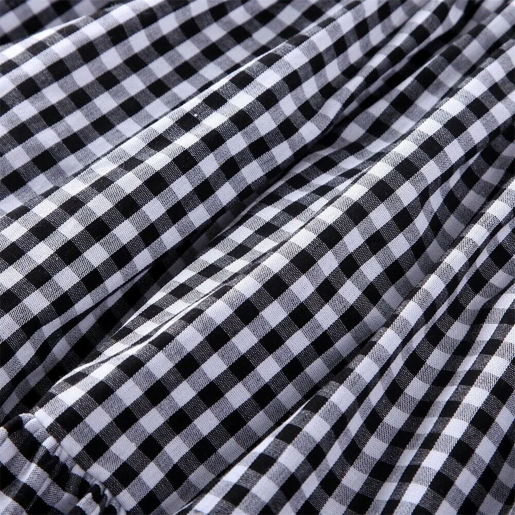 2020 Baby Summer Clothing Toddler Kid Girl Baby Dress Shortsleeve Party Plaid Ruffle Tutu Casual Off Shoulder Elastic Dresses