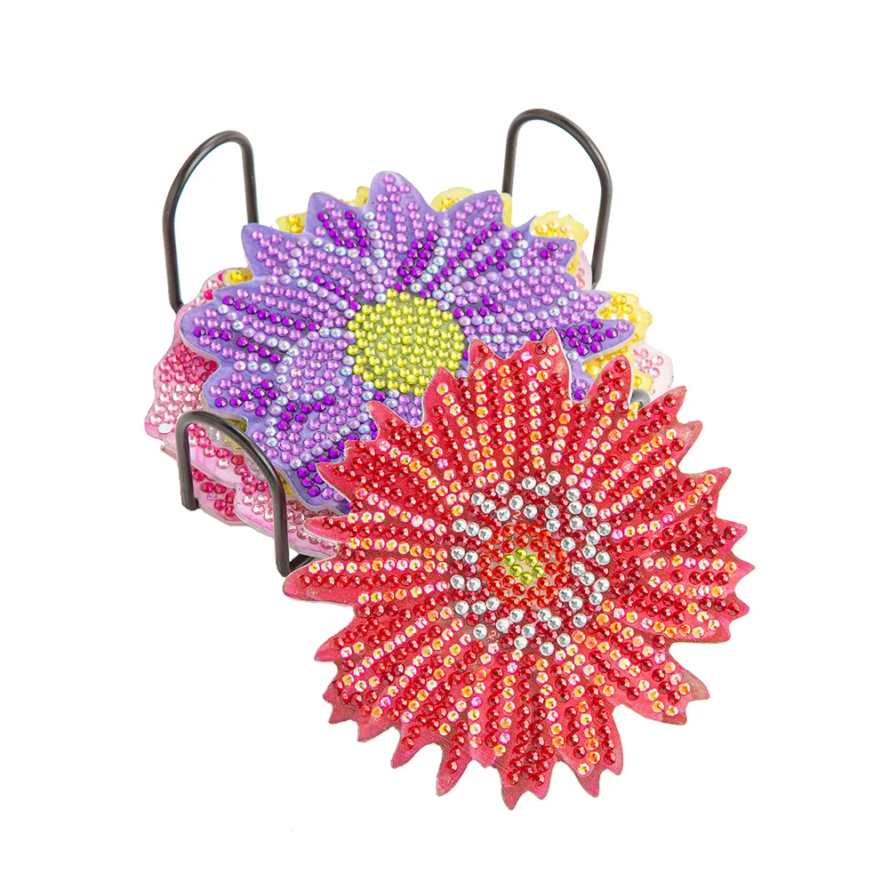 6pcs DIY Flower Anti Slip Coasters Stackable Creative for Tabletop Protection