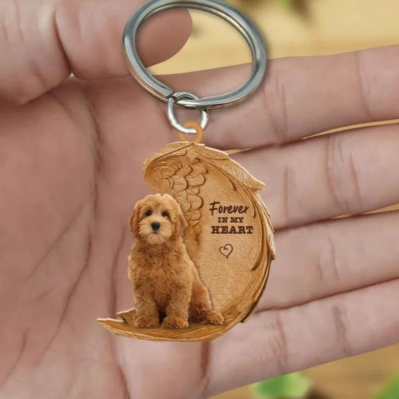 VigorDaily Goldendoodle Forever In My Heart Acrylic Keychain FK059