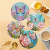 4PCS Diamond Painted Acrylic Butterfly Placemats Insulated Dish Mats with Holder