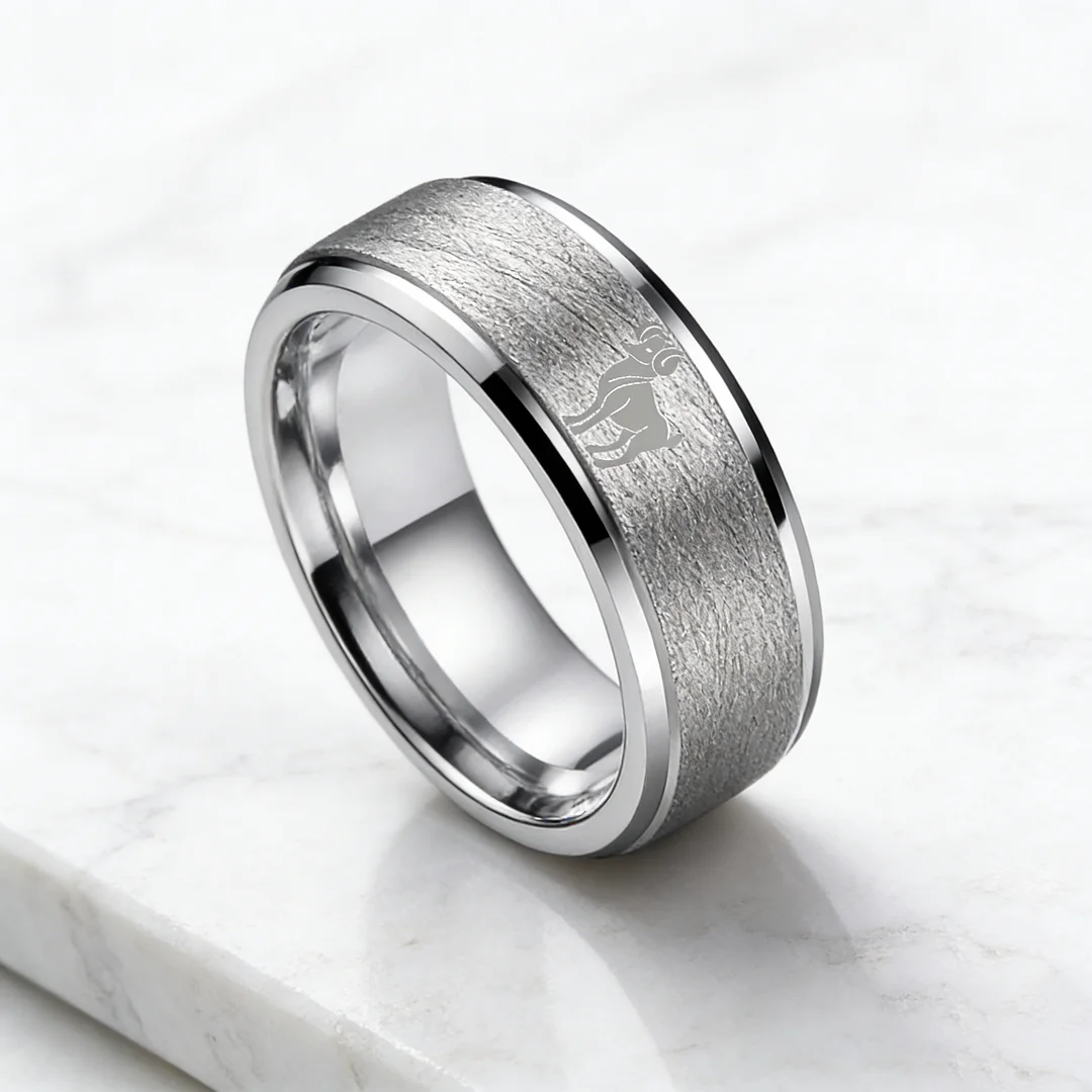 Men Women Aries Tungsten Carbide Rings Steps Sliver Tungsten Wedding Bands 4MM 6MM 8MM