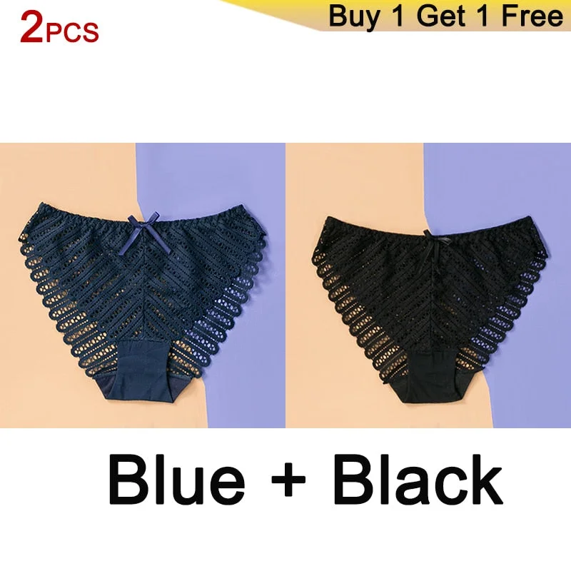 DERUILADY Sexy Perspective Lace Panties Women Comfortable Cotton Bottom Panties Ladies Lingerie Low Rise Seamless Underwear