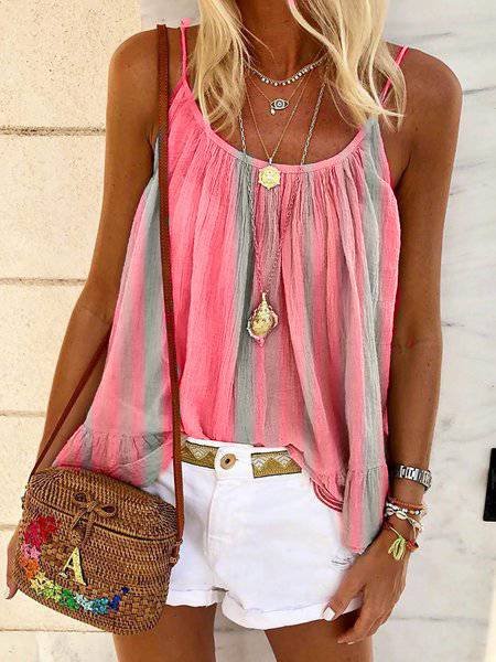 Sleeveless Crew Neck Shirts & Tops