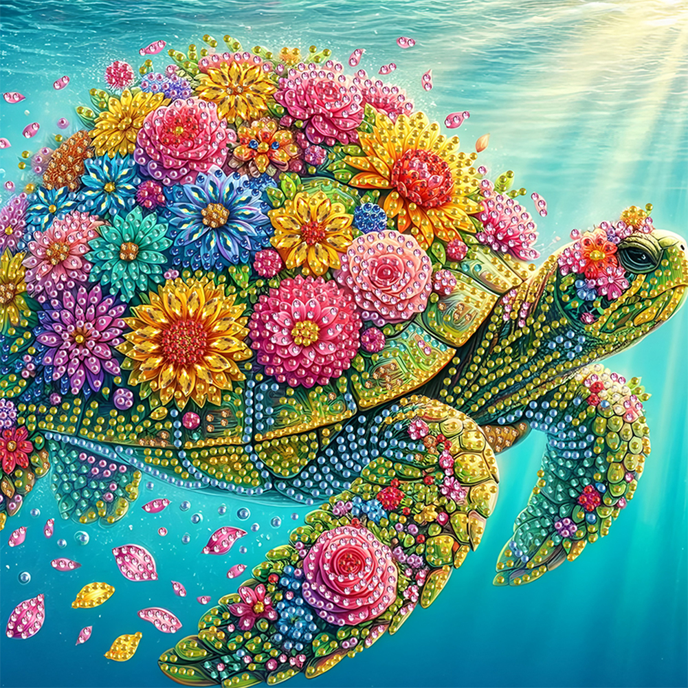 Flower Turtle 30*30cm(canvas) special shaped drill diamond painting