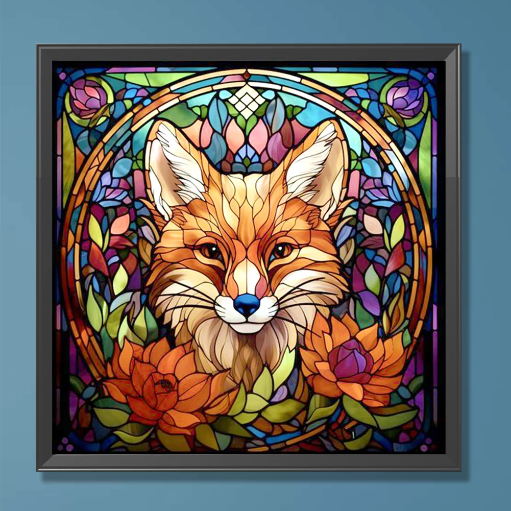Diamond Painting - Full Round Drill - Stained Glass Fox(Canvas|30*30cm)