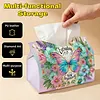 DIY Diamond Art Tissue Box Holder Butterfly PULeather Diamond Art Desktop Organizer Resin Rhinestone Storage Organizers Gem Art Home Office Decor Craft Gift for Women