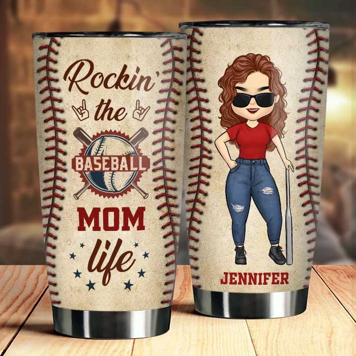 Rockin' The Baseball Mom Life - Gift For Mom, Personalized Tumbler