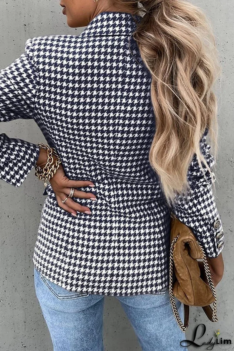 Casual British Style Print Pocket Buttons Turn-back Collar Outerwear