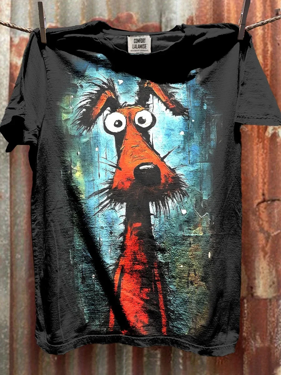 Eagerlys  Abstrct Dog Art Print T-shirt Eagerlys