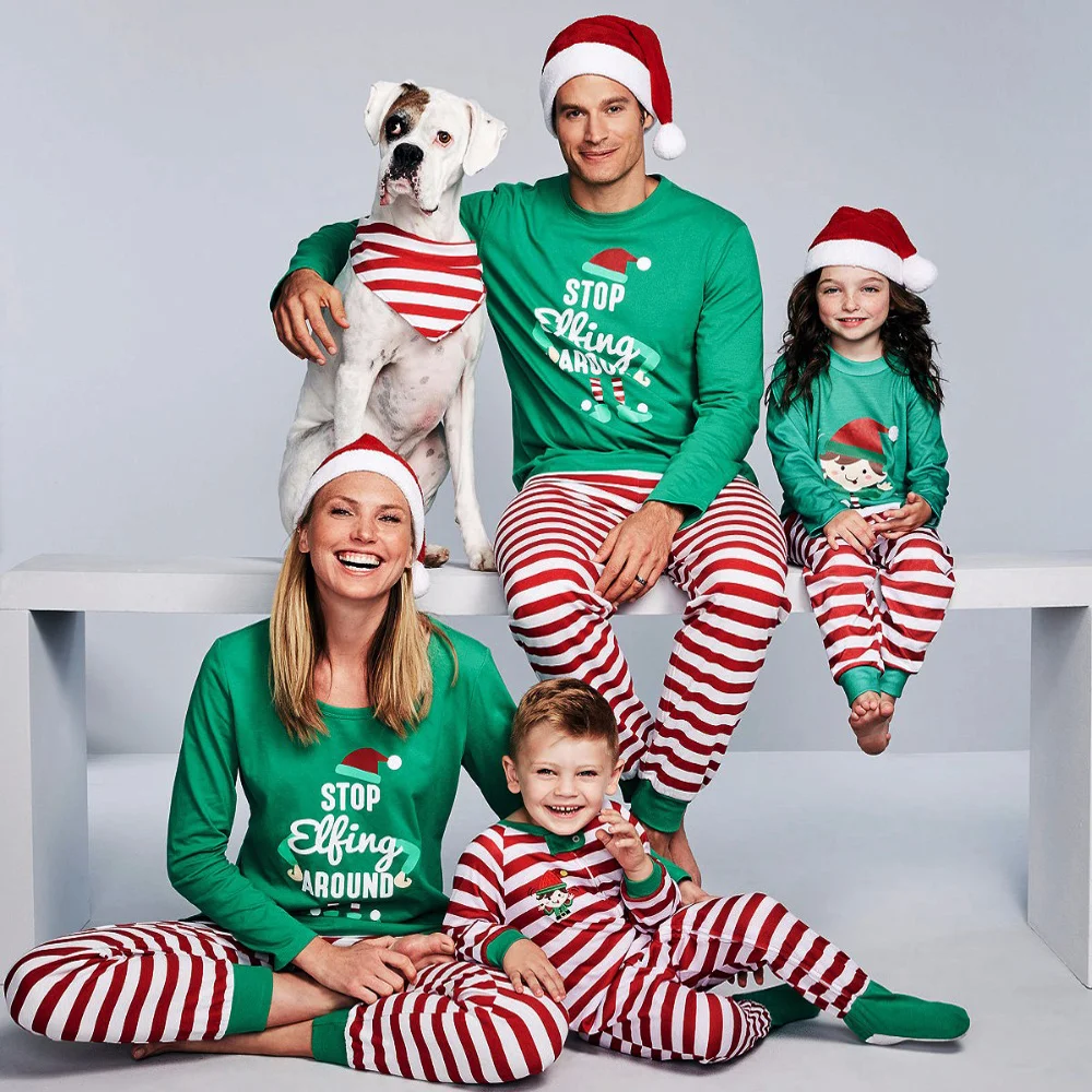  Christmas Elf Print Pajamas