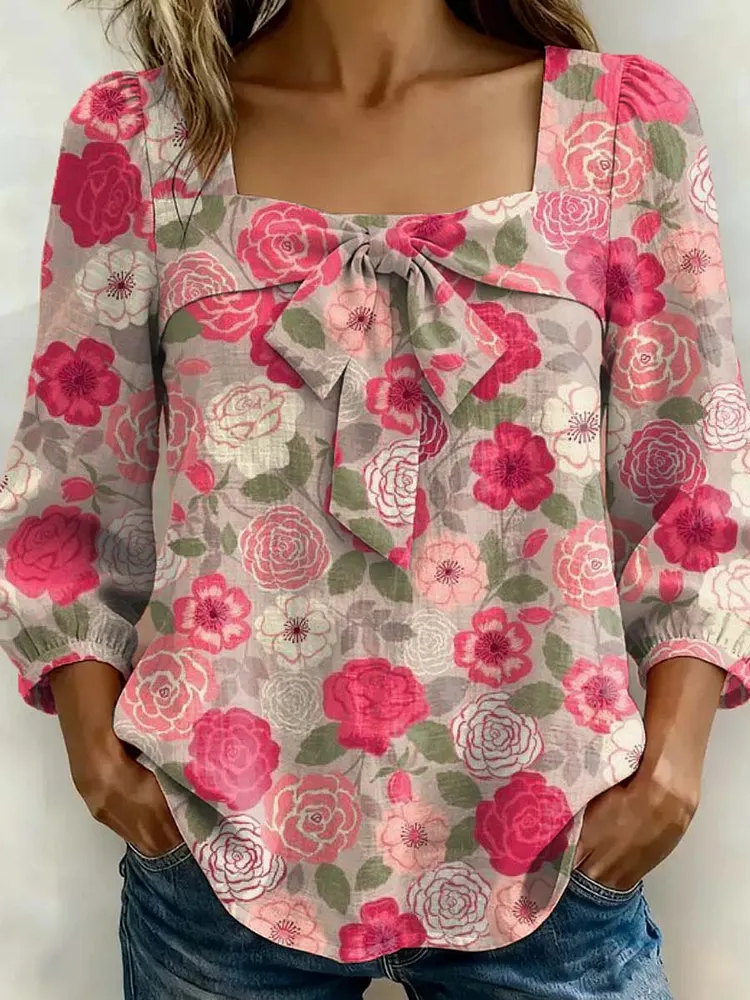 Women's Floral Art Print Casual Stylish Cotton Shirt